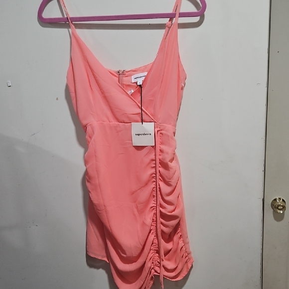 Superdown Salmon Ruched Mini Dress - Picture 3 of 7